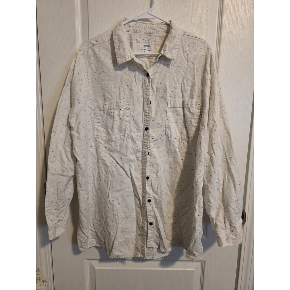 Sonoma long-sleeve button-down shirt Cream w/black speckled black sz 3X. 299